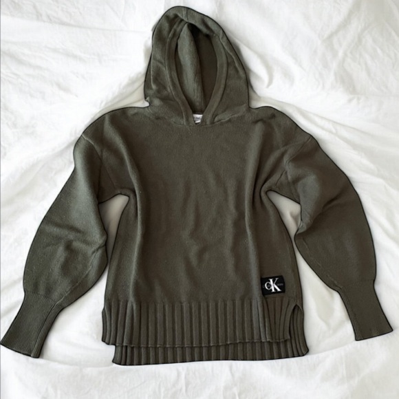 Calvin Klein Jeans Sweaters - Calvin Klein olive green knit hoodie sweater